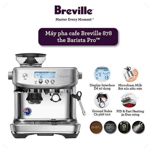 Máy Pha Cà Phê Breville 878 | Máy 2 Trong 1 NEW 100% CHÍNH HÃNG