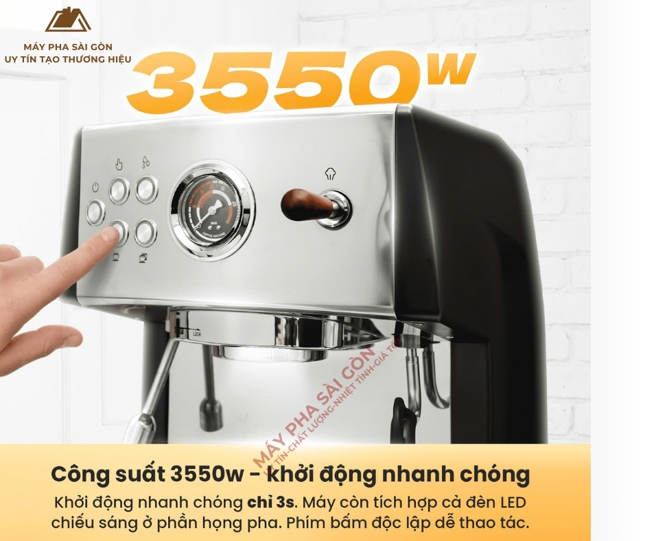 Combo Máy pha cà phê Gemilai 3200B Pro+Máy xay cà phê Amalfi A80 - Ảnh 3